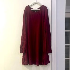 Forever 21 - Long Sleeve Maroon Skater Dress